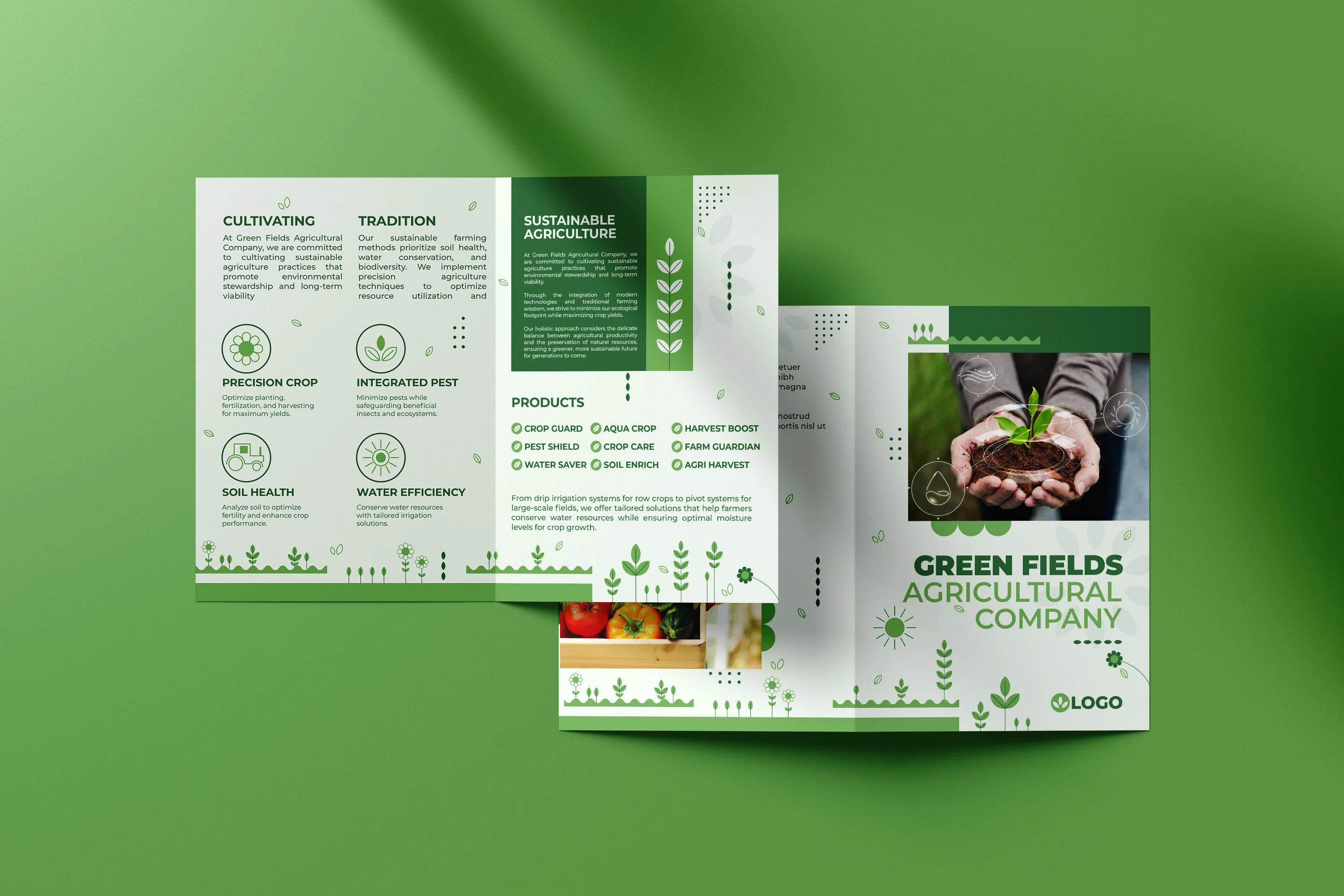 Green Fields – Agricultural Bi-Fold Brochure Design