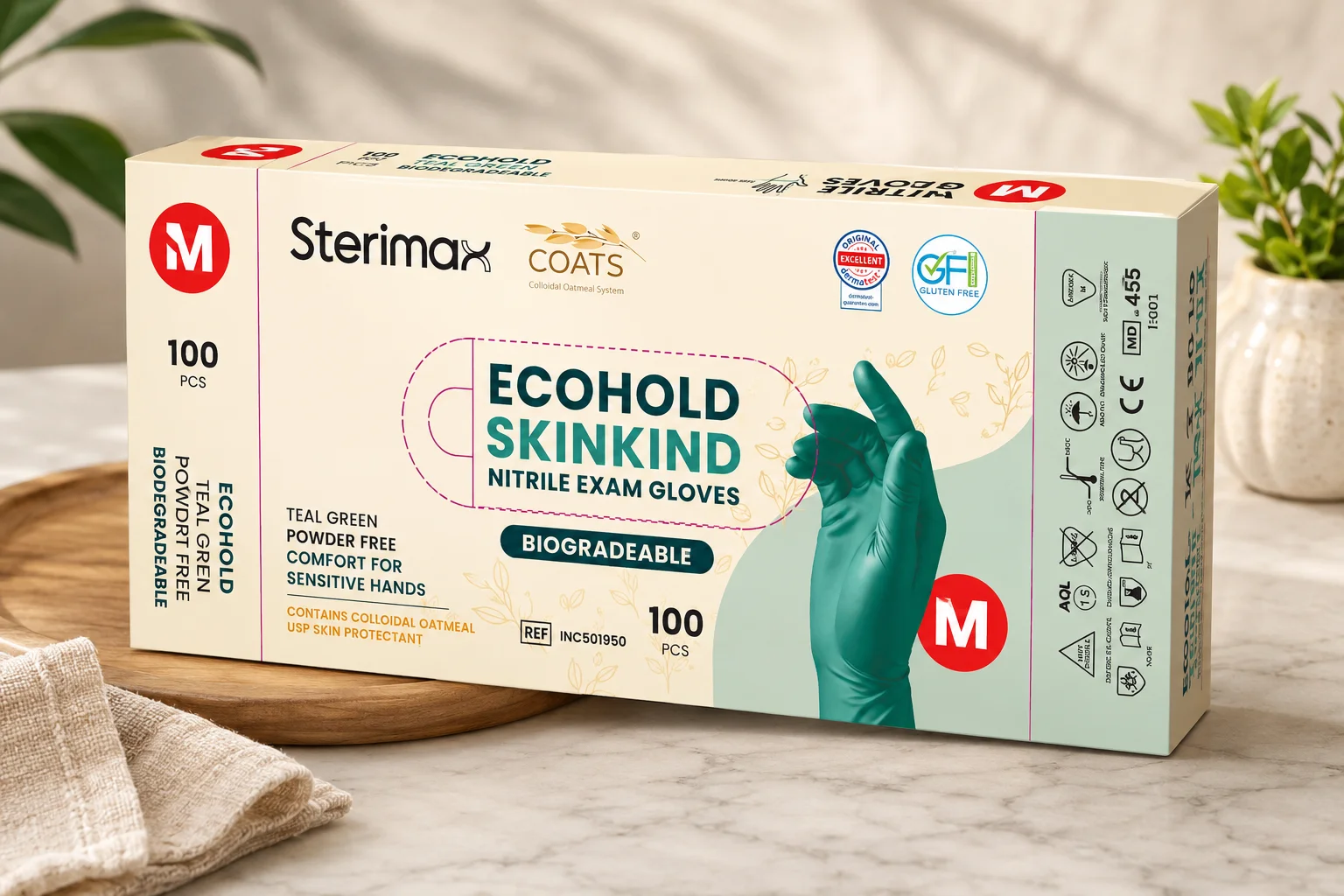 Sterimax – Ecohold Skinkind Nitrile Exam Gloves Packaging Design