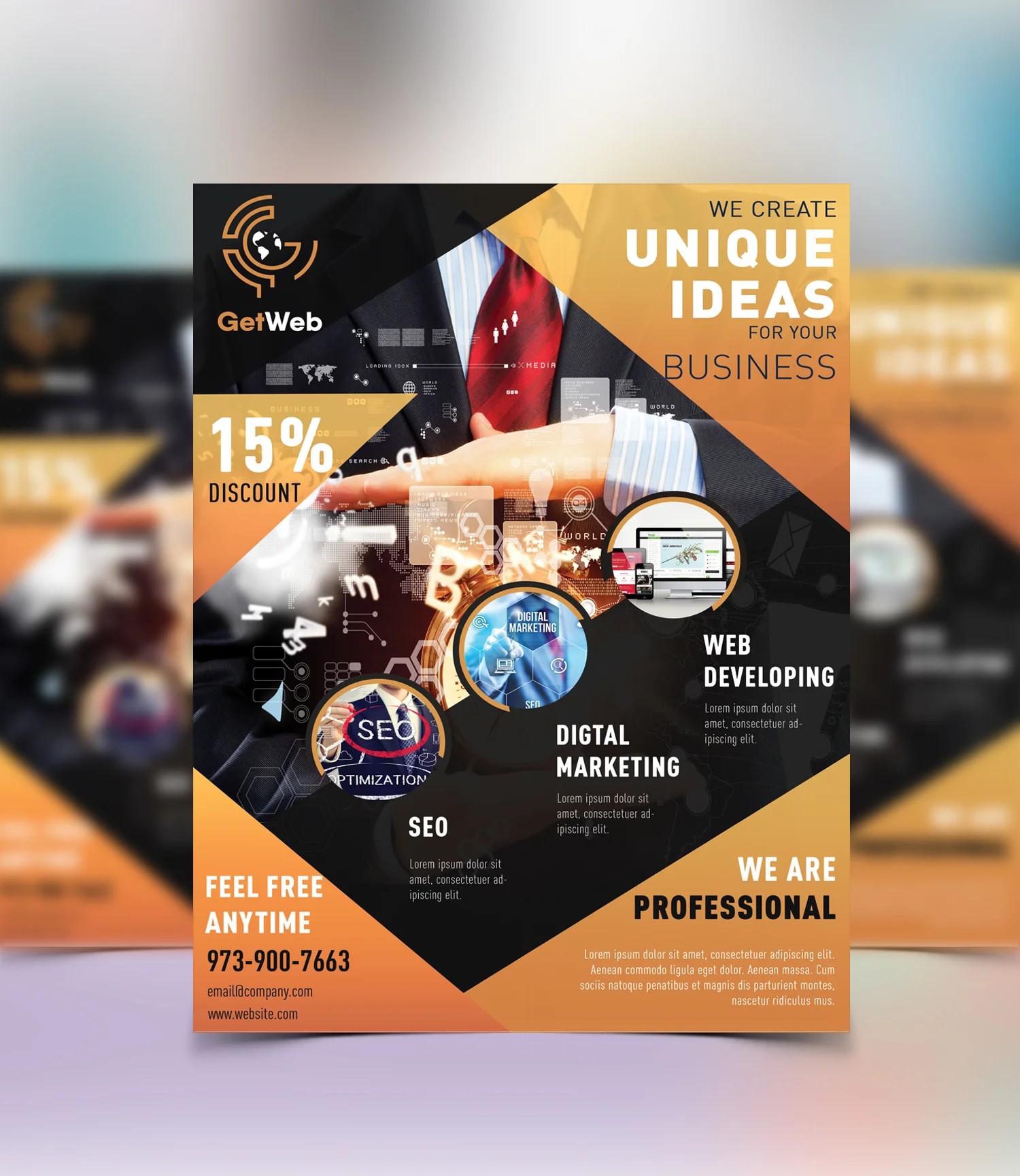 Creative Digital Service Flyer Design for Get Web