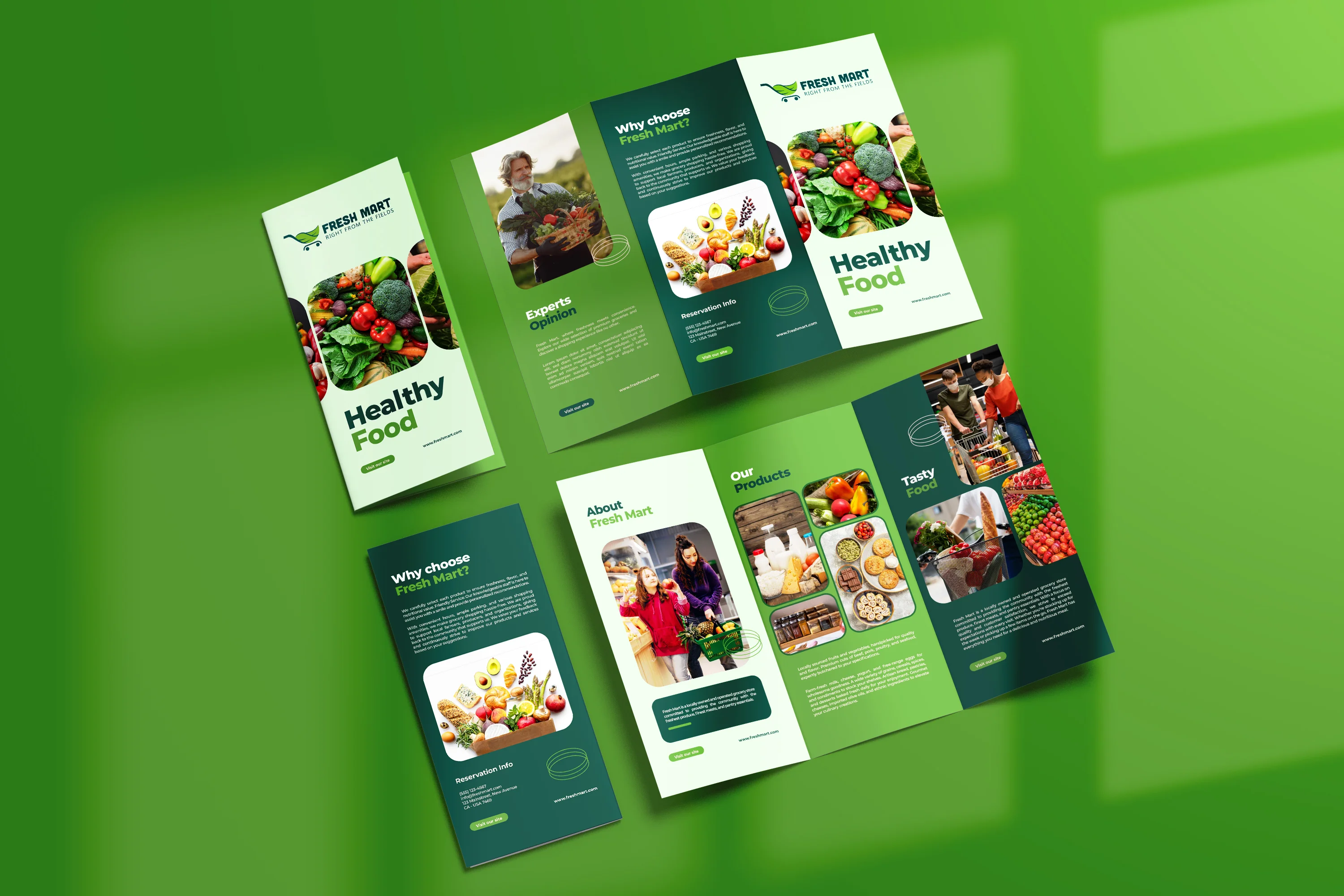 Fresh Mart – Healthy Food Tri-Fold Brochure Design