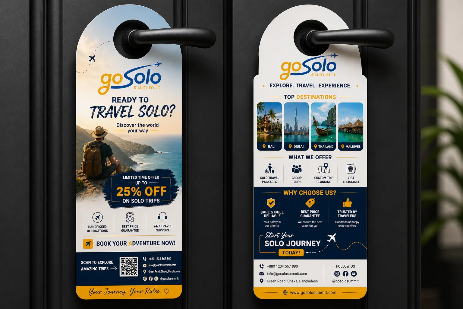 Go Solo Summit – Travel Door Hanger Design