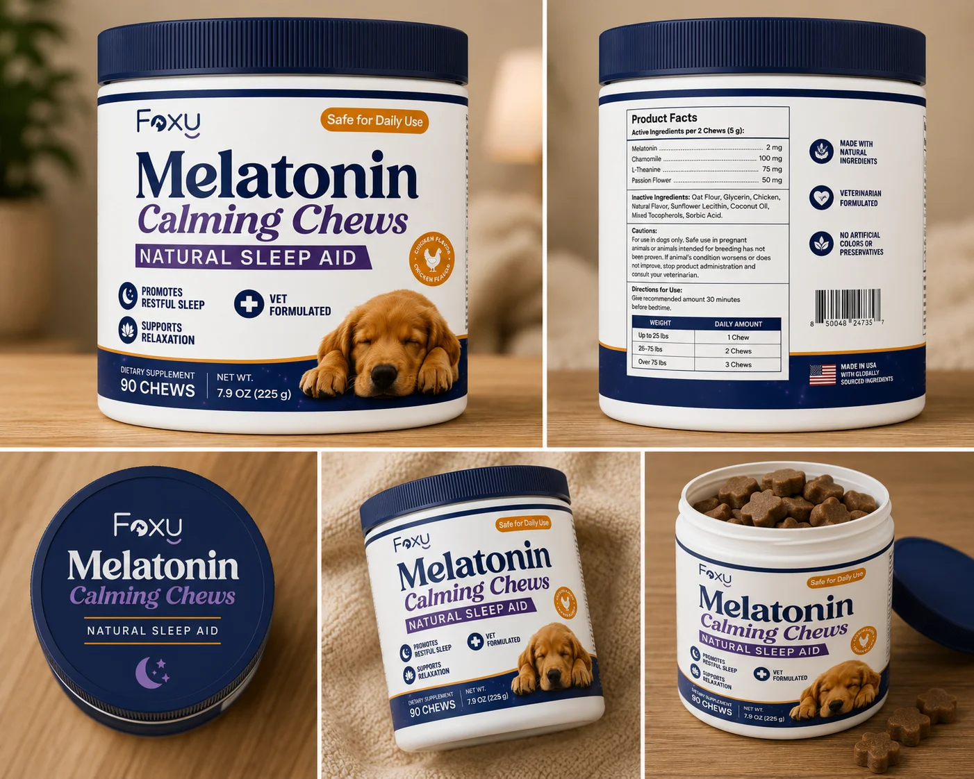 Foxy Melatonin Calming Chews – Packaging Design