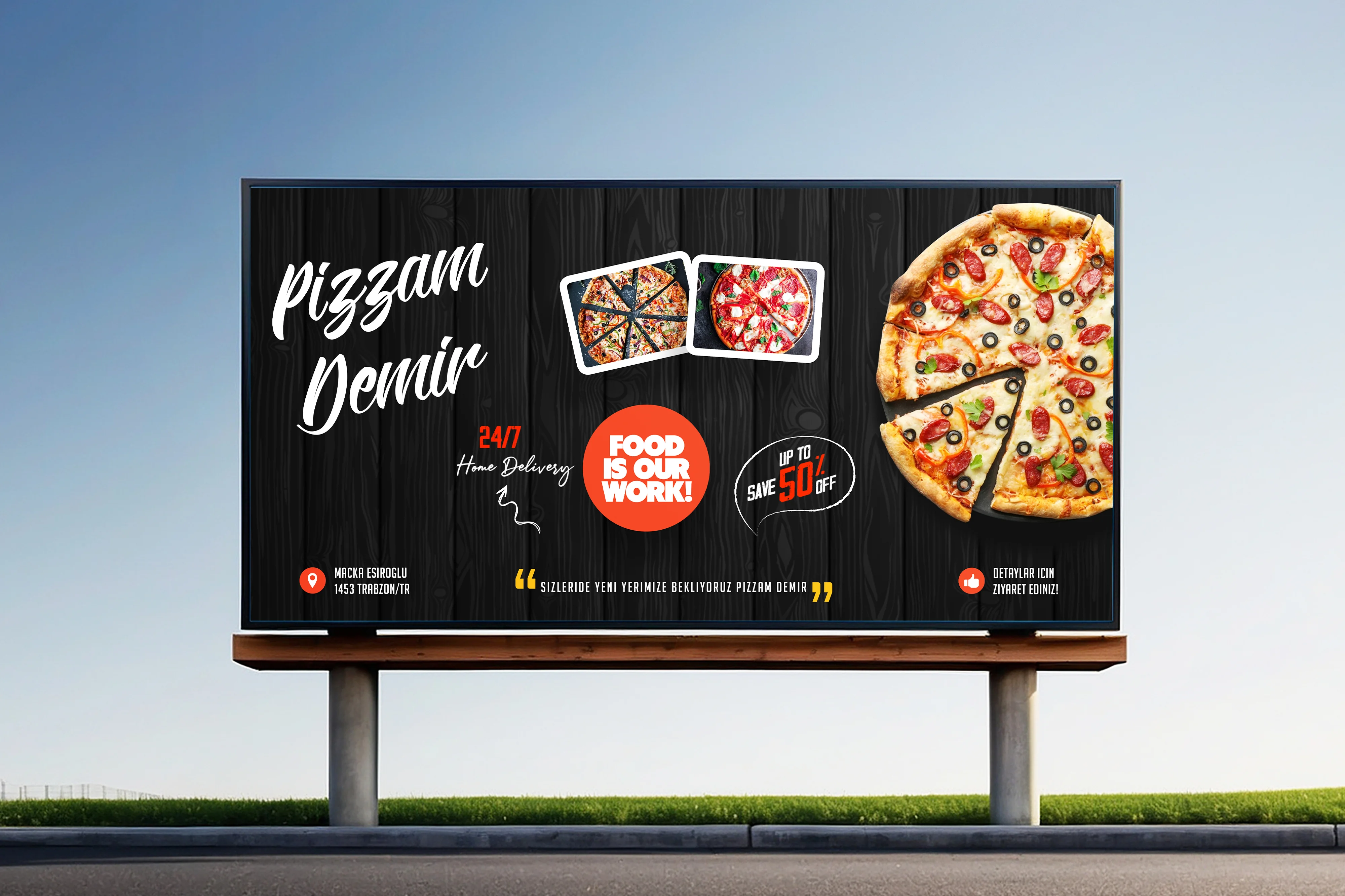 Pizzam Demir – Pizza Brand Billboard Poster Design