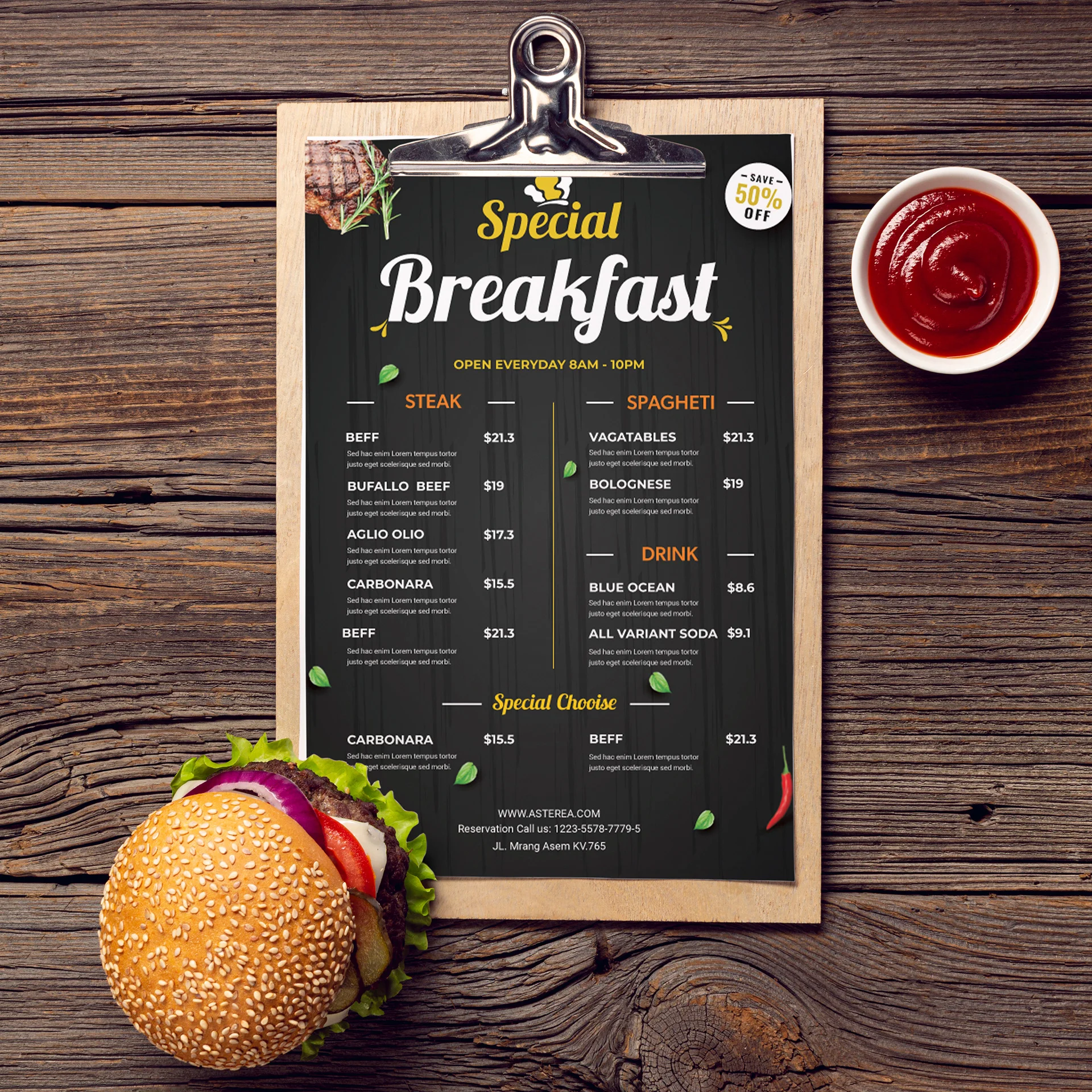 Asterea – Special Breakfast Menu Design